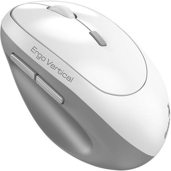 MOUSE Genius, Ergo 8350S, PC sau NB, wireless, BT+2.4GHz, optic, 2400 dpi, butoane/scroll 6/1, , white-grey, "31030041401" (timbru verde 0.18 lei)