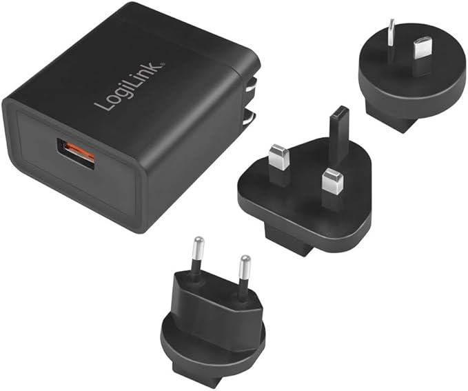 ALIMENTATOR retea 220V LOGILINK, universal, 1 x USB-A, maxim 3A (5V), 18W (12V/1.5A), adaptor US/AU/UK/EU, suport OCP/OVP/OHP/SCP, negru, "PA0188" (timbru verde 0.18 lei)