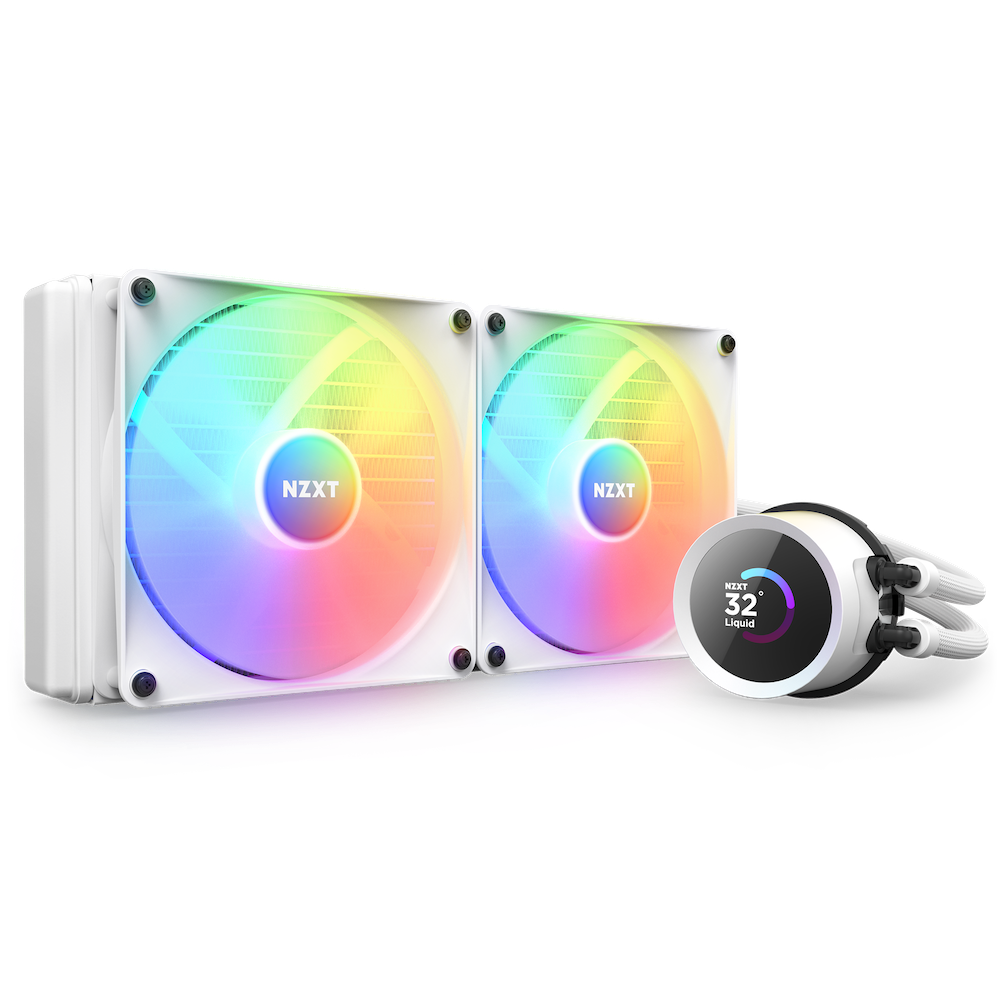 Cooler NZXT "Kraken 280 RGB", skt universal, racire cu lichid, ventilator 140 mm x 2 , 1500 rpm, iluminat RGB, "RL-KR280-W1" (timbru verde 2.00 lei)