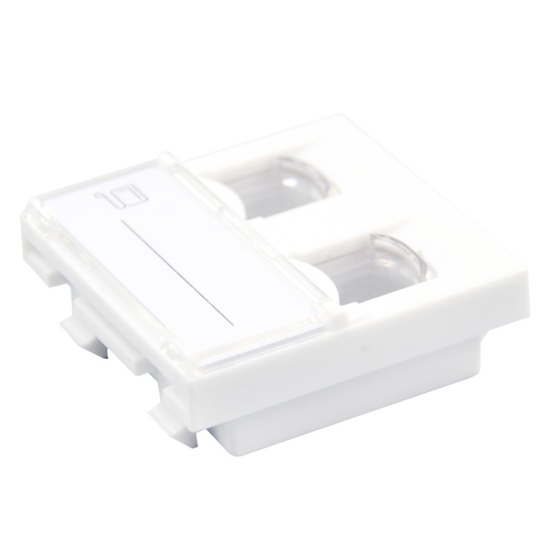 MUFE RJ45 si PRIZE retea Emtex Faceplate 45x22.5 pentru 1x keystone (compatibil Legrand Mozaic) - Emtex "EMT-FP4545-2"