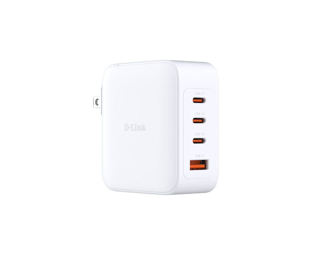 INCARCATOR retea D-Link, Quick Charge GaN PD 3.0, 100W, 3 x USB Type-C 20.0V / 5.0A max, 1 x USB 12.0V / 2.5A , alb "DCP-101" (timbru verde 0.18 lei)