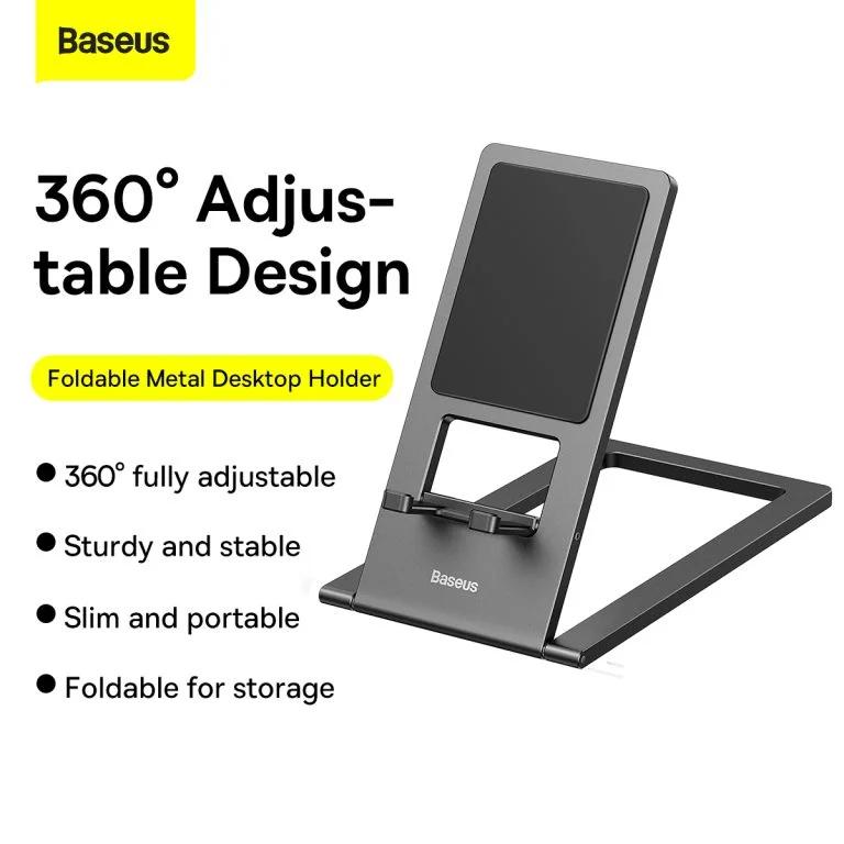 STAND Baseus smartphone sau tableta, pliabil, aliaj zinc, dimensiuni: 139.6*81*5.6 mm, gri "LUKP000013" - 6932172605896