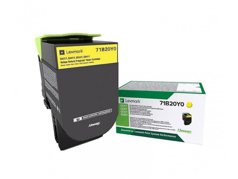 Toner Original Lexmark Yellow, 71B20Y0, pentru CX317|CS317|CX417|CS417, 2.5K, (timbru verde 1.2 lei) , "71B20Y0"