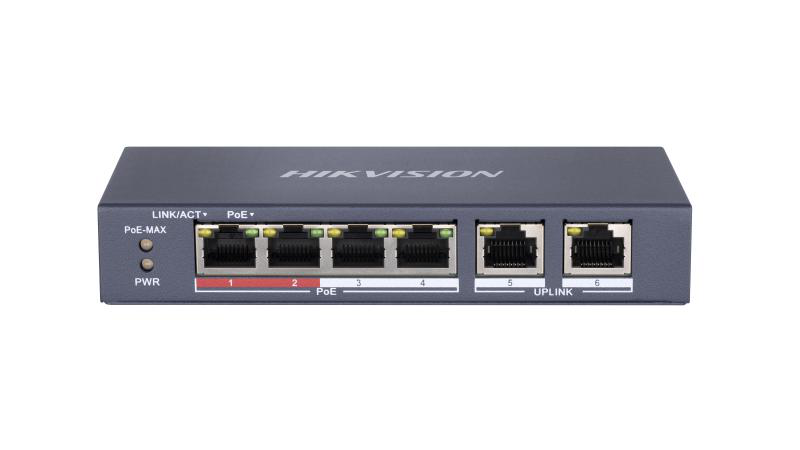 SWITCH HIKVISION 4 PORTURI POE "DS-3E0106P-E/M(B)" (timbru verde 2 lei)