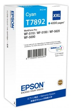 Cartus Cerneala Original Epson Cyan, T789240, pentru Workforce Pro WP-5110|51490|5620|5690, , (timbru verde 0.15 lei), "C13T789240"(RAPO)