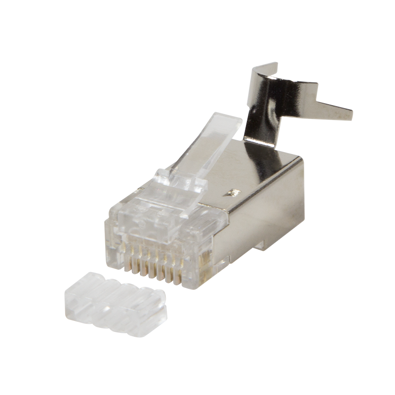 Mufa RJ45 FTP cat. 6, 6A, 7, 7A, 8, 22AWG - 24AWG, 50 microni cu ghidaj pentru fir de maxim 8mm (10 buc) - EMTEX "EMT-MP8-FTP"