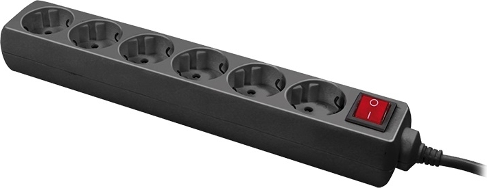 PRELUNGITOR LOGILINK, Schuko x 6, conectare prin Schuko (T), cablu 1.5 m, 16 A, protectie copii, negru, "LPS202B" (timbru verde 0.18 lei)