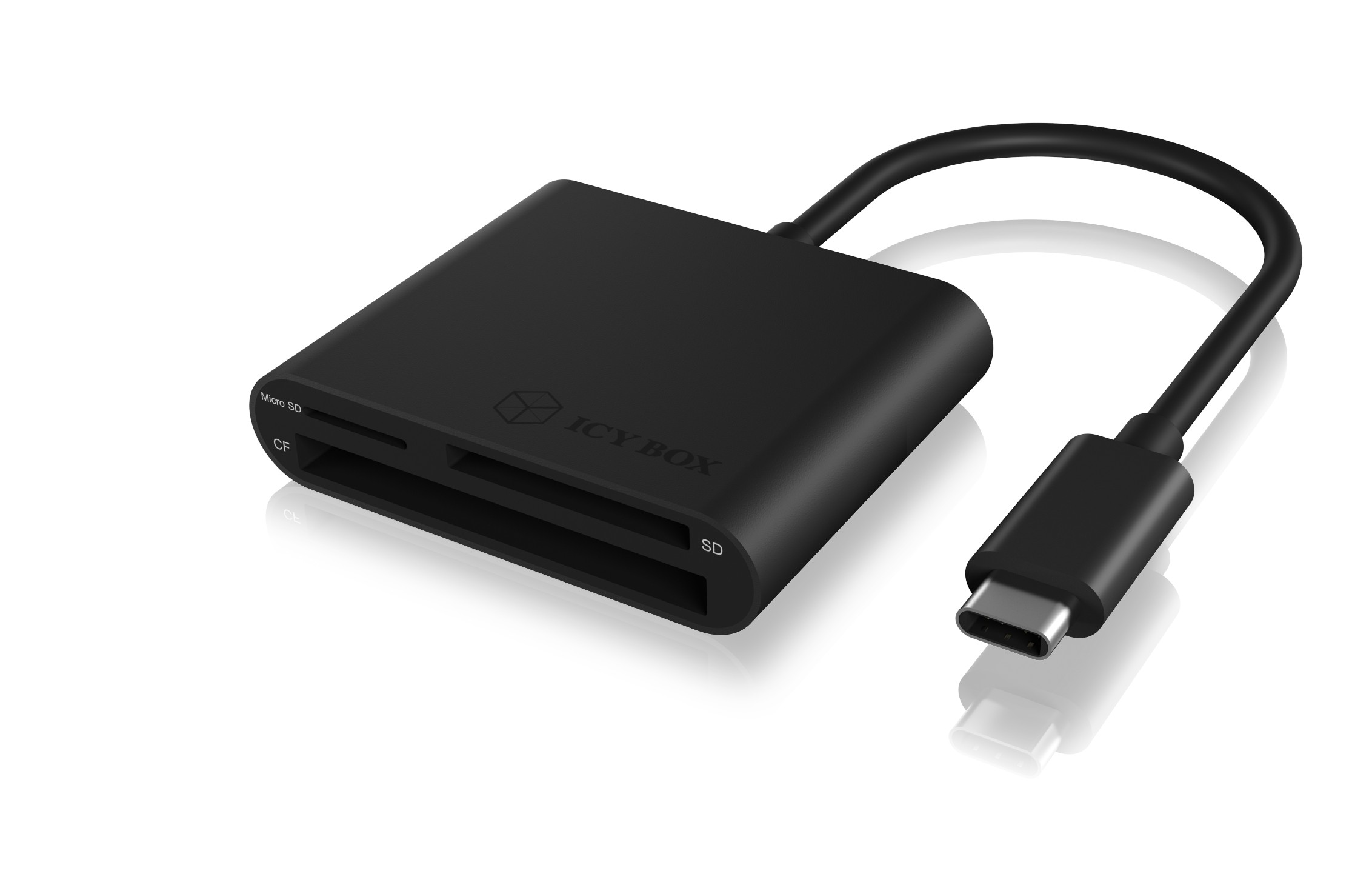 CARD Reader Icy Box interfata USB 3.2 Gen 1, citeste/scrie: CF, SD, microSD, adaptor USB Type-C, 15cm, "IB-CR301-C3" (timbru verde 0.18 lei)