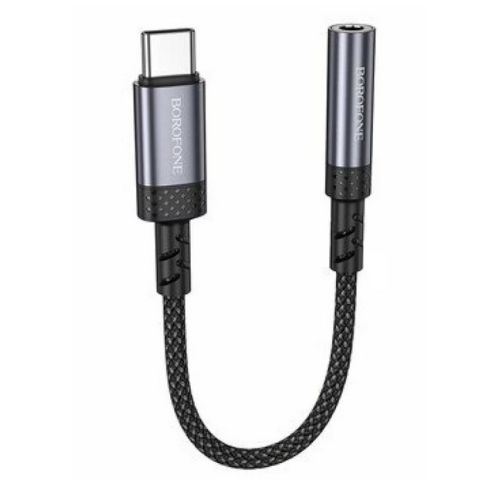 ADAPTOR Borofone "BV24" , USB Type-C (T) la Jack 3.5" (M), corp metalic, gri "6941991118999" (timbru verde 0.18 lei)