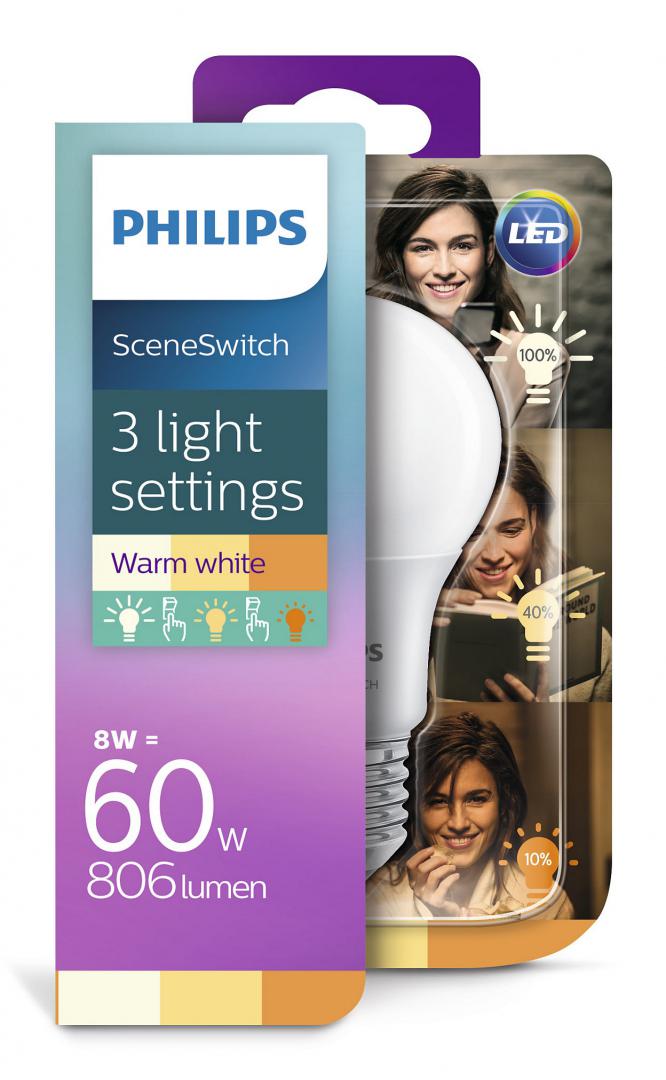 BEC LED Philips, soclu E27, putere 8W, forma clasic, lumina alb calda, alimentare 220 - 240 V, "000008718696588840" (timbru verde 0.45 lei)