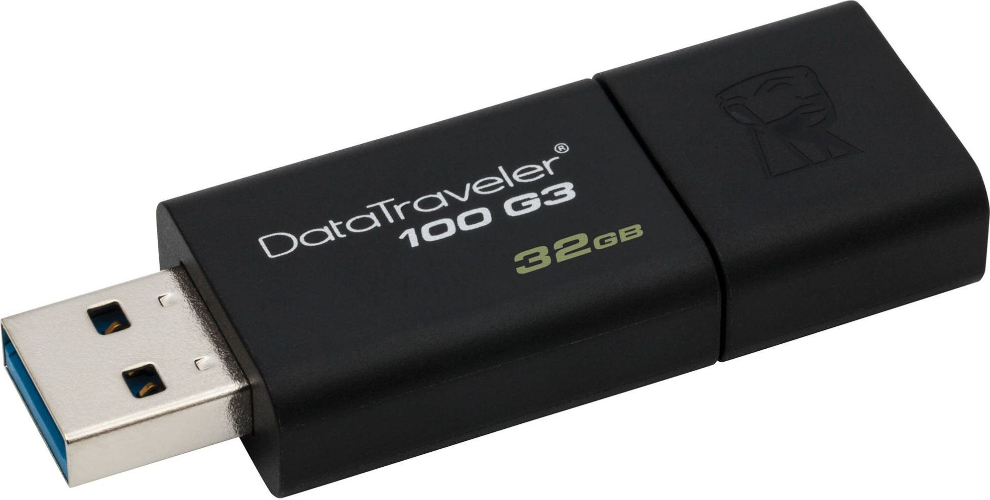 MEMORIE USB 3.0 KINGSTON 32 GB, cu capac, carcasa plastic, negru, "DT100G3/32GB" (timbru verde 0.03 lei)