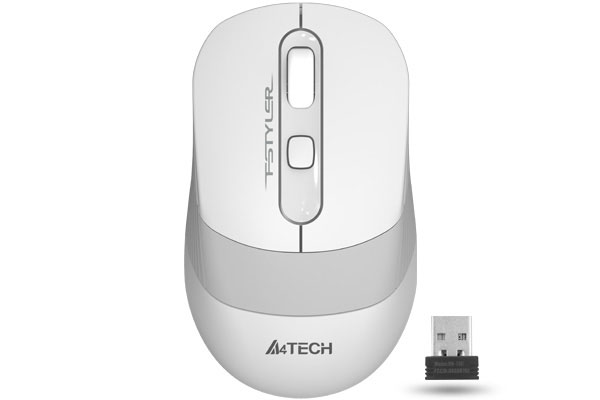 MOUSE A4tech, gaming, wireless, 2.4GHz, optic, 2000 dpi, butoane/scroll 4/1, buton selectare viteza, alb/ gri, "FG10 White" (timbru verde 0.18 lei)