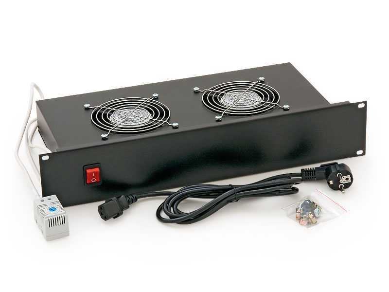 PANOU ventilatie TRITON pentru rack de podea 19", 2 ventilatoare 230V/60W cu termostat, negru (RAB-CH-X01-A1) "RAB-CH-X01-A1" (timbru verde 11 lei)