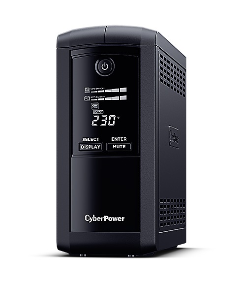 UPS CYBER POWER Line Int. cu sin. simulata, cu management, Tower, LCD, 700VA/390W, AVR, 4x Schuko, baterie 1x 12V/7Ah, incarcare pana la 8h, USB, 2x RJ45, RS232, tehn. GreenPower, "VP700ELCD" (timbru verde 4 lei)