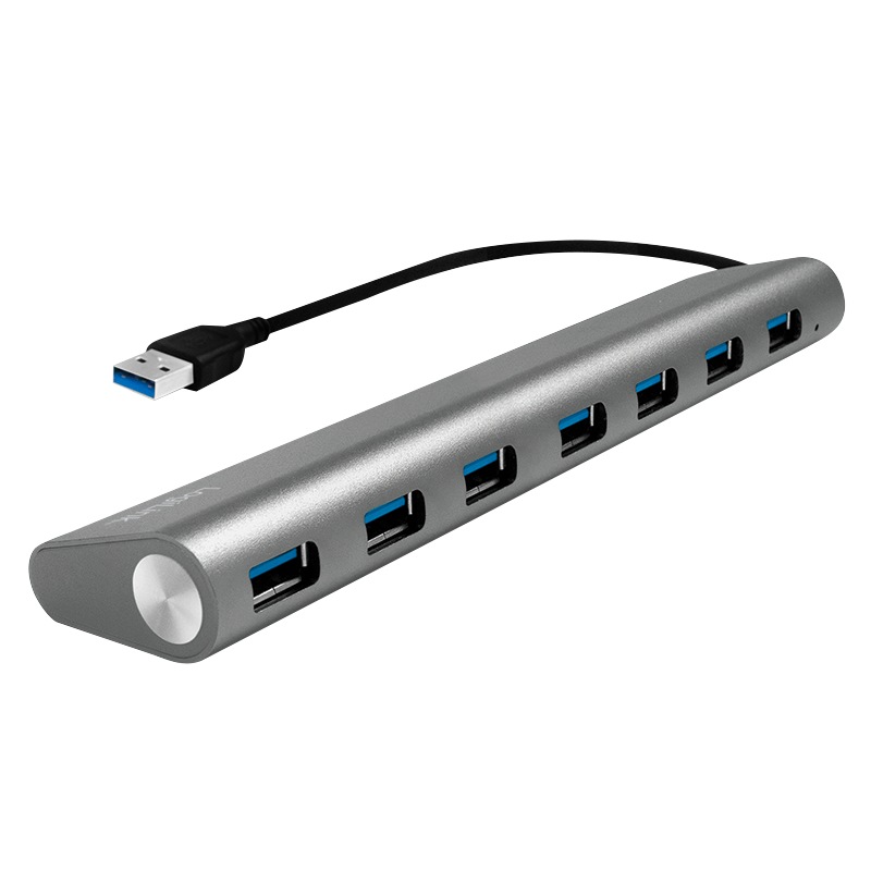 HUB extern LOGILINK, porturi USB: USB 3.0 x 7, conectare prin USB 3.0, cablu 0.1 m, argintiu, "UA0308" (timbru verde 0.8 lei)