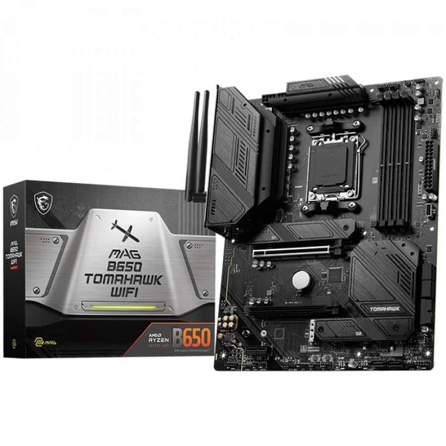 MSI MB MAG B650 TOMAHAWK WIFI (AM5,4x DDR5,HDMI,DP,2x PCI-E x16,1x PCI-E x1,3xM.2,6xSATA 6G,6x USB 2.0,6x USB 3.2 Gen1 Type A,3x USB 3.2 Gen2 Type A,1x USB 3.2 Gen2 Type C,1x USB 3.2 Gen2x2 Type C, 2.5GLAN) "MAG_B650_TOMAHAWK_WIFI",