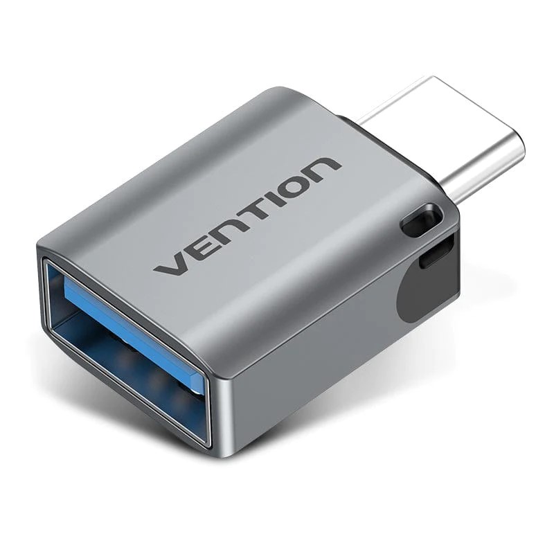 Adaptor USB OTG Vention, USB Type-C (T) la USB 3.2 gen 1 (M), rata transfer 5 Gbps, invelis aliaj Al, gri, "CDQH0" (timbru verde 0.03 lei) - 6922794749115