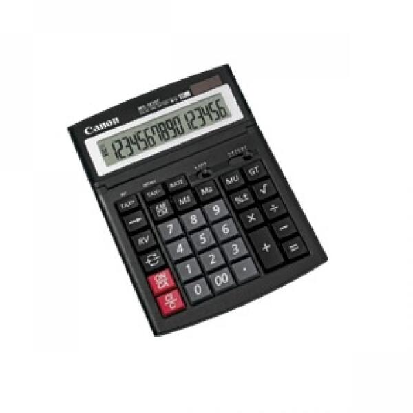 Calculator de birou CANON, WS1610T, ecran 16 digiti, alimentare solara si baterie, negru, "0696B001AA" (timbru verde 0.18 lei)