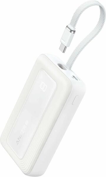 POWER BANK Anker "Zolo" 10.000 mAh, 30W, cablu USB-C incorporat, 2 x USB-C, 1 x USB-A, PD, QC, alb, "A1689H21" (timbru verde 0.98 lei) - 0194644201142