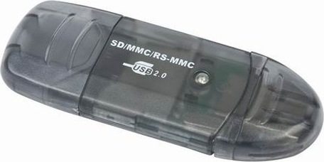 CARD READER extern GEMBIRD, interfata USB 2.0, citeste/scrie: SD, MMC, RS-MMC; plastic, negru-transparent, "FD2-SD-1" (timbru verde 0.03 lei)