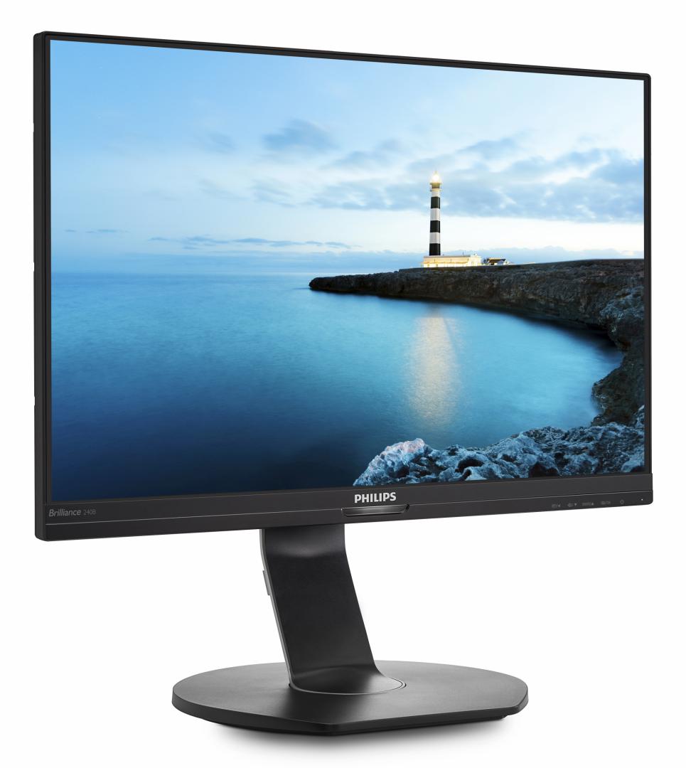 MONITOR PHILIPS 24.1", home, office, IPS, Full HD (1920 x 1080), Wide, 300 cd/mp, 5 ms, HDMI, DisplayPort, mini-DisplayPort, "240B7QPTEB/00" (timbru verde 7 lei)