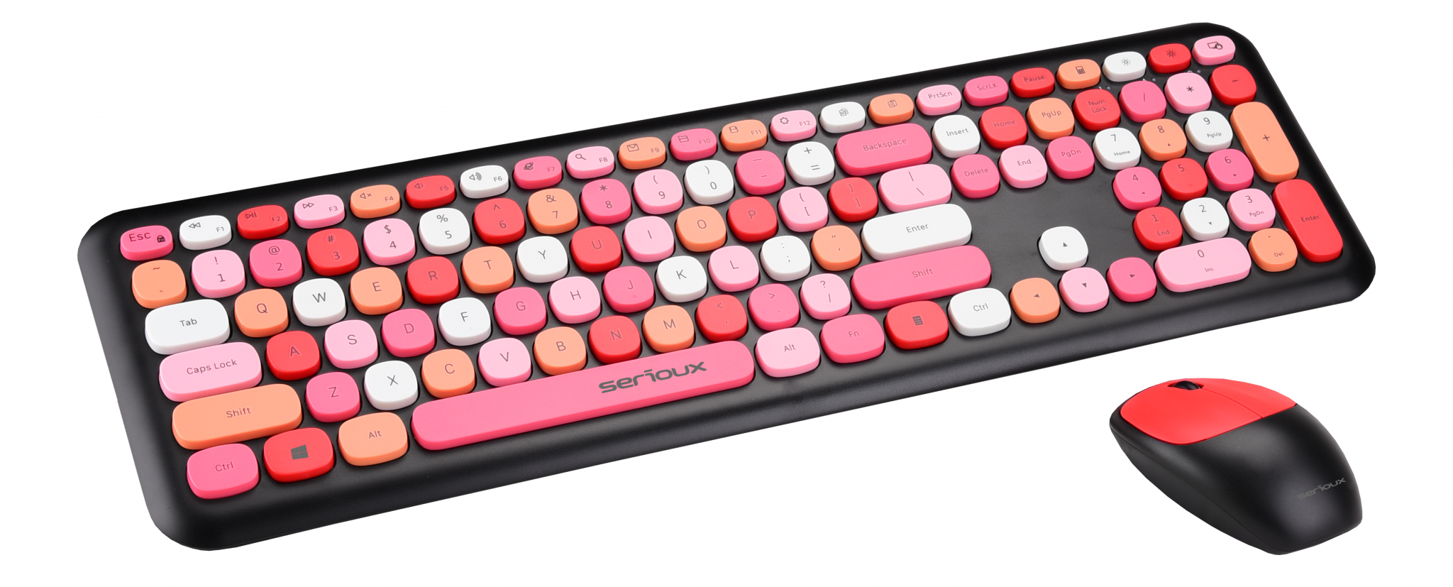 KIT wireless Serioux, Colourful 9920RD, tastatura wireless + mouse wireless, rosu, "SRX9920RD"