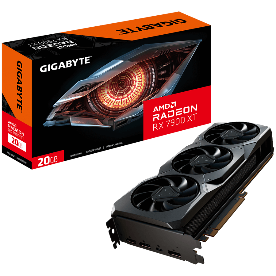 GIGABYTE Video Card Radeon RX 7900 XT 20G 20 GB GDDR6/320 bit, Boost Clock-2400 MHz, Game Clock-2000 MHz, PCI-E 4.0, 2xDP 2.1, 1xHDMI 2.1,1xUSB Type-C, WINDFORCE 3X, ATX "GV-R79XTGAMING_OC-20GD_1.0"
