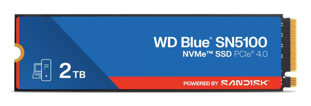 SSD WD Blue SN5100 2TB M.2 2280 PCIe Gen4 x4 NVMe QLC 3D, Read/Write: 7100/6700 MBps, IOPS 1000K/1300K, TBW: 900 "WDS200T5B0E-00CPE0"