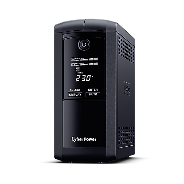UPS CYBER POWER Line Int. cu sin. simulata, cu management, Tower, LCD, 1000VA/550W, AVR, 6x IEC, baterie 1x 12V/9Ah, incarcare pana la 8h, USB, 2x RJ45, RS232, tehn. GreenPower, "VP1000EILCD" (timbru verde 11 lei)