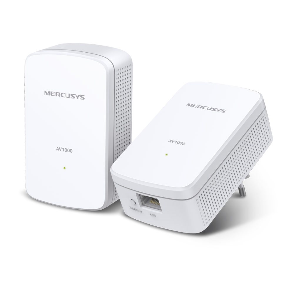 KIT ADAPTOR si AMPLIFICATOR POWERLINE MERCUSYS, tehnologie AV2, AV1000, pana la 1000 mBPS, RJ-45 x 1 porturi 10/100/1000 Mbps, 2 buc, "MP500 KIT" (timbru verde 2 lei)