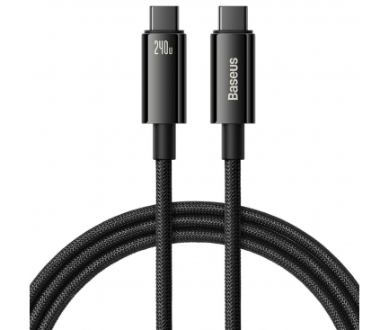CABLU alimentare si date Baseus Tungsten Gold, Fast Charging Data Cable pt. smartphone, USB Type-C la USB Type-C PD 3.1, 240W, braided, 3m, negru "CAWJ040201" (timbru verde 0.08 lei) - 6932172628840