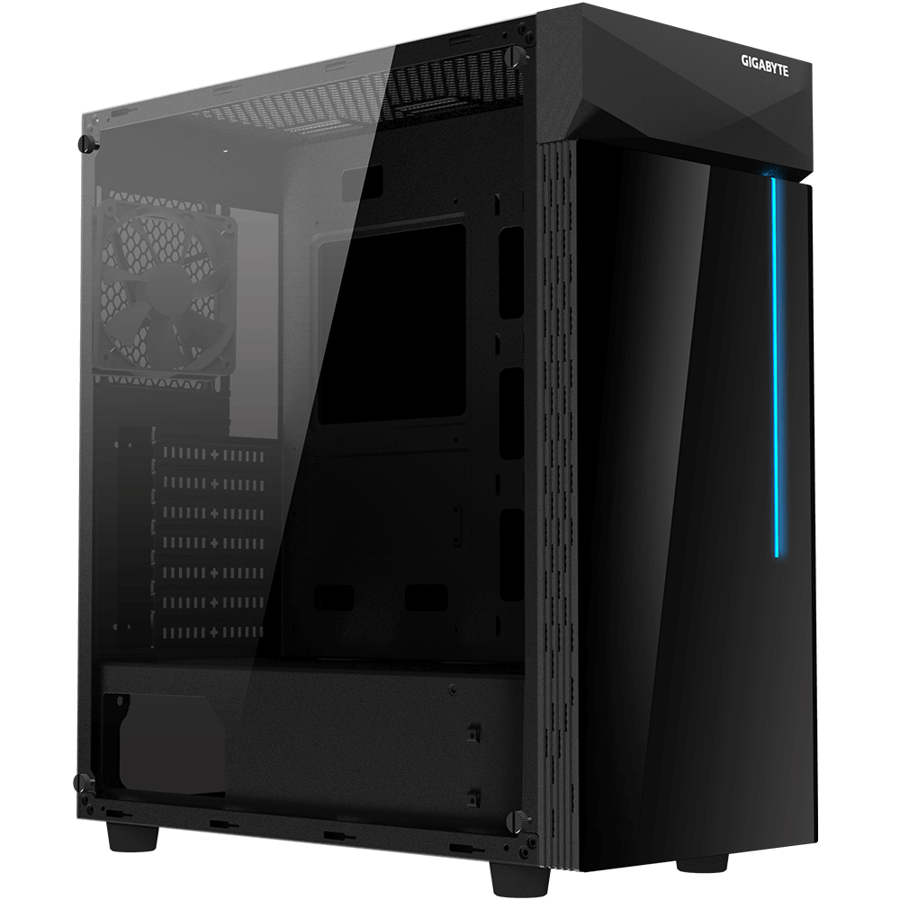 CARCASA GIGABYTE Middle Tower, ATX, "C200 GLASS", fara sursa, sticla securizata, fan x 1, USB 3.0 x 2, Jack 3.5 mm x 2, mesh pt. filtrare praf, negru, "GB-C200G" (timbru verde 0.08 lei)