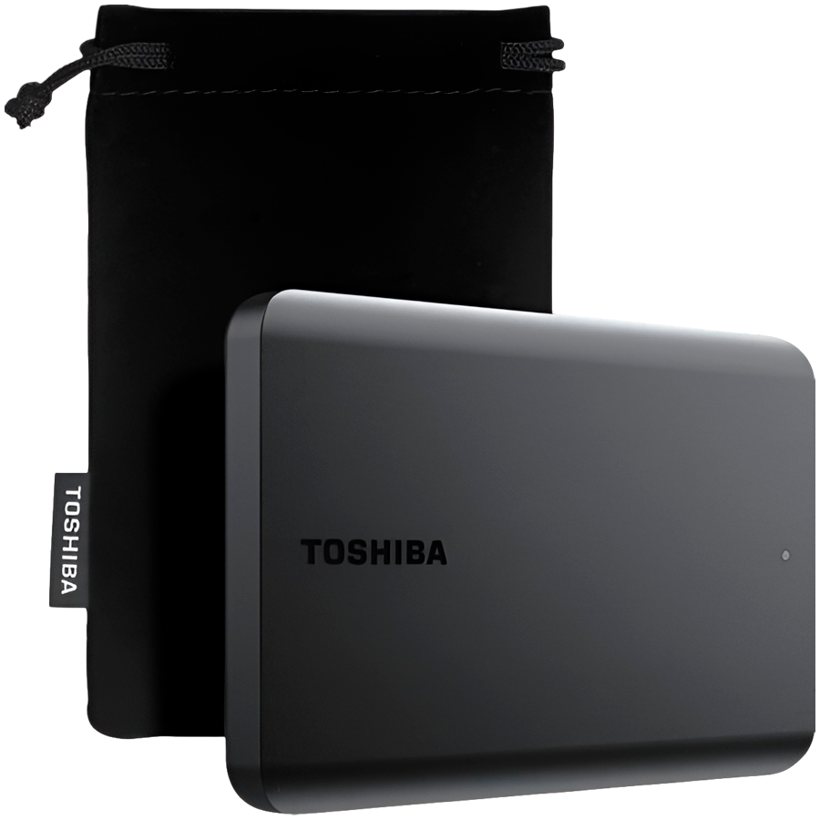 HDD Extern TOSHIBA CANVIO Basics Exclusive 2TB, 2.5", USB 3.2 Gen1 (5Gbit/s), Black, pouch, 149g "HDTB520MK3AA" (timbru verde 0.8 lei)