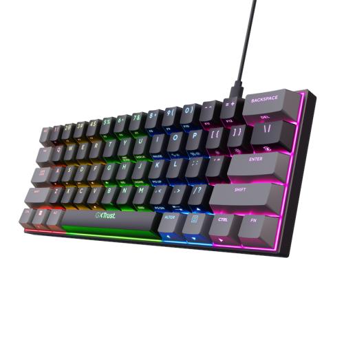 TRUST GXT 867 ACIRA 60% MINI GAMING KEYBOARD US "24882" (timbru verde 0.8 lei)
