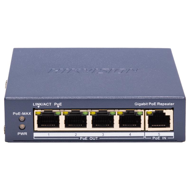 REPETOR 4 GIGABIT POE PORTS "DS-3E0505P-E/R" (timbru verde 2 lei)