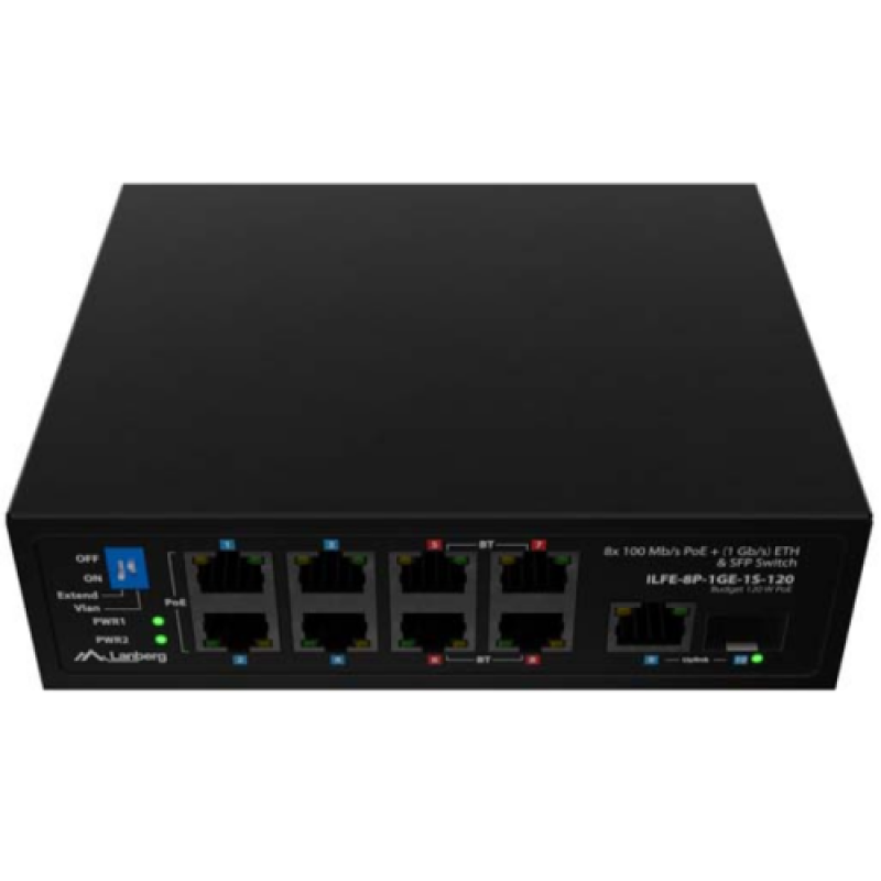 Switch Lanberg 4XBT 4XAT SFP/ETH "ILFE-8P-1GE-1S-120" (timbru verde 2 lei)