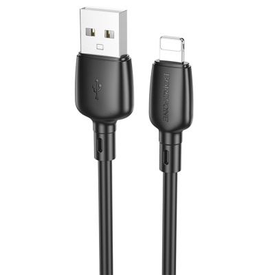 CABLU alimentare si date Borofone "BX93", Fast Charging Data Cable pt. smartphone, USB la Iphone Lightning 2.4A, 1m, negru "6941991103131" (timbru verde 0.18 lei)