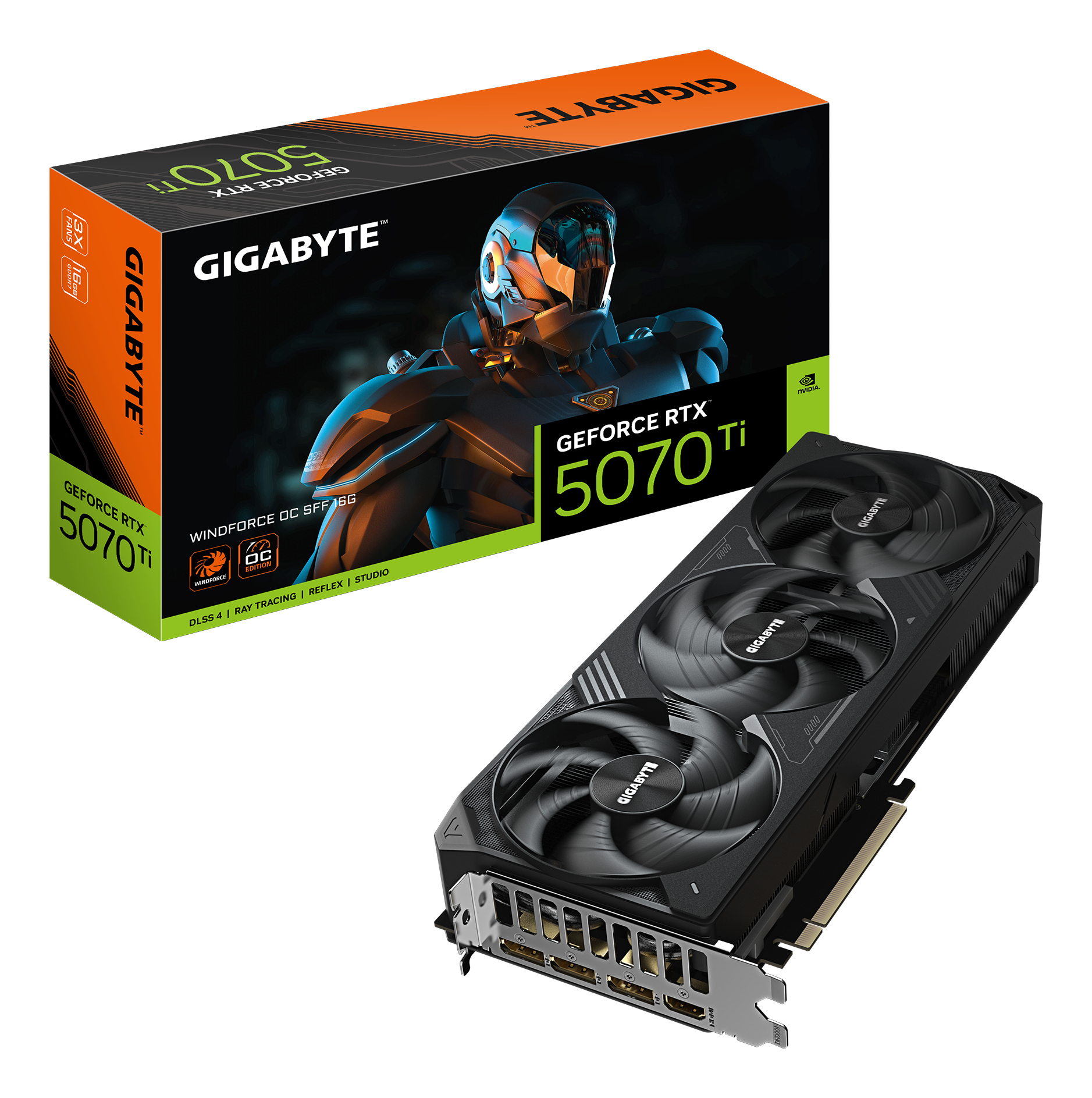 Placa video GeForce RTX 5070 Ti Windforce OC SFF 16G, 16384 MB GDDR7 "GV-N507TWF3OC-16GD"