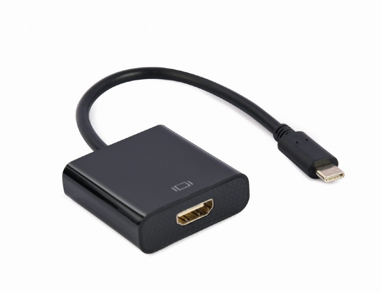 ADAPTOR video GEMBIRD, adaptor USB-C Type-C (T) la HDMI (M), 15cm, rezolutie maxima 4K (3840 x 2160) la 60Hz, negru, "A-CM-HDMIF-04" (timbru verde 0.18 lei)