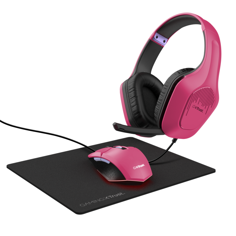 MOUSE Trust Kit Trust GXT790P TRIDOX 3-IN-1, roz "TR-25179" (timbru verde 0.8 lei)