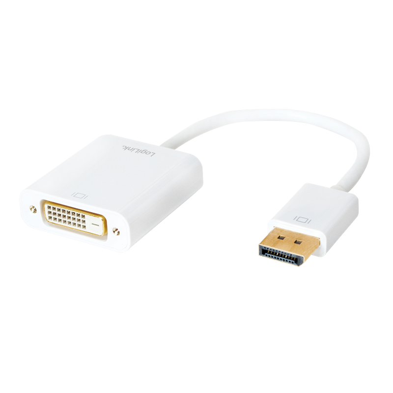 CABLU video LOGILINK, adaptor DisplayPort (T) 1.1 la DVI-D DL (M), 0.15m, conectori auriti, rezolutie maxima Full HD (2560 x 1600) la 60 Hz, plastic, dublu ecranaj, alb, "CV0058B" (timbru verde 0.18 lei)