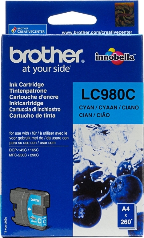 Cartus Cerneala Original Brother Cyan, LC980C, pentru DCP-145C|165C|195C|365C|375C|MFC-250C|290C|295CN, 295,, (timbru verde 0.15 lei), "LC980C"
