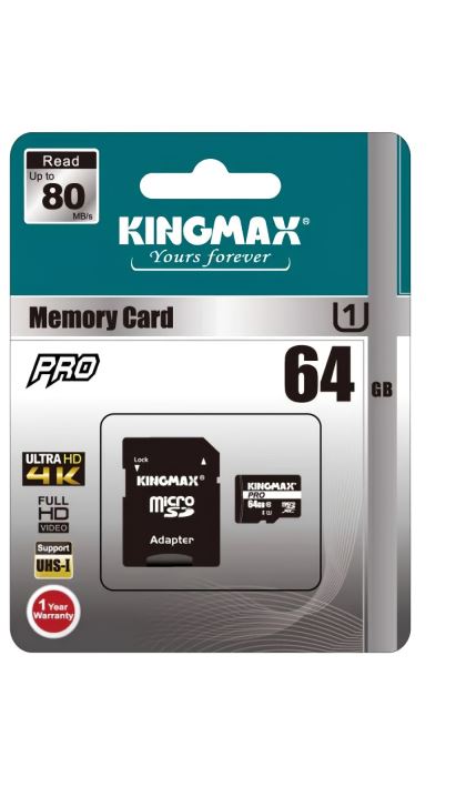 CARD MicroSD KINGMAX, 64 GB, MicroSDHC, clasa 10, standard UHS-I U1, "KM64GMCSDUHSP1A-1" (timbru verde 0.03 lei)