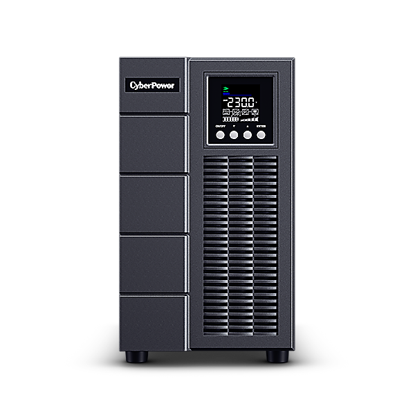 UPS CYBER POWER Online dubla conversie cu sin. pura, cu management, Tower, LCD, 3000VA/2700W, 4x Schuko, 2x IEC, baterie 6x 12V/9Ah, incarcare pana la 4h, USB, RS232, slot SNMP, APFC, LCD col, EPO, tehn. GreenP, "OLS3000EA-DE" (timbru verde 40 lei)