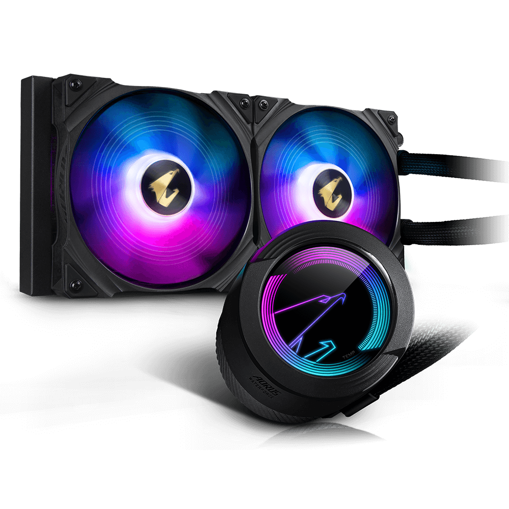 Cooler Gigabyte "AOR WATERFORCE 280", skt universal, racire cu lichid, ventilator 140 mm x 2, 2150 rpm, iluminat ARGB, "AOR WATERFORCE 280" (timbru verde 2.00 lei)