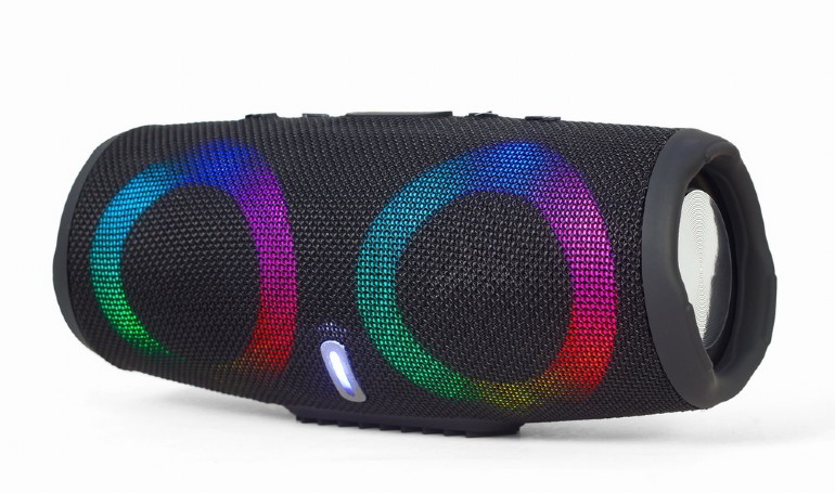 BOXE GEMBIRD portabile bluetooth, RMS: 10W (5W x 2), baterie 1200mAh, microSD, USB, LED light, BT v5.0, 95x105x225mm, 630 grame, black, "SPK-BT-LED-02" (timbru verde 0.03 lei)