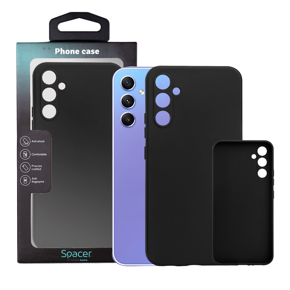 Husa Samsung Galaxy A34 5G Spacer, negru, grosime 1.5mm, material flexibil TPU "SPPC-SM-GX-A34-TPU"