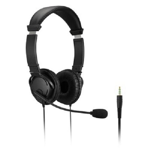 CASTI Kensington, cu fir, standard, utilizare multimedia, call center, microfon pe casca, noise-canceling, conectare prin jack 3.5mm, cablu 1.8m, negru, "K33597WW", (timbru verde 0.8 lei)