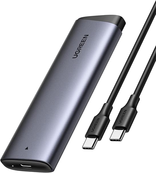 RACK extern Ugreen, "CM767" pt SSD M.2 NVMe/PCIE 3.0 compatibil cu form factor 2280, 2260, 2242 si 2230, cablu 50 cm USB-C 3.1 la USB Type-C 3.1, aluminiu, gri "35267" (timbru verde 0.8 lei) - 6941876232673