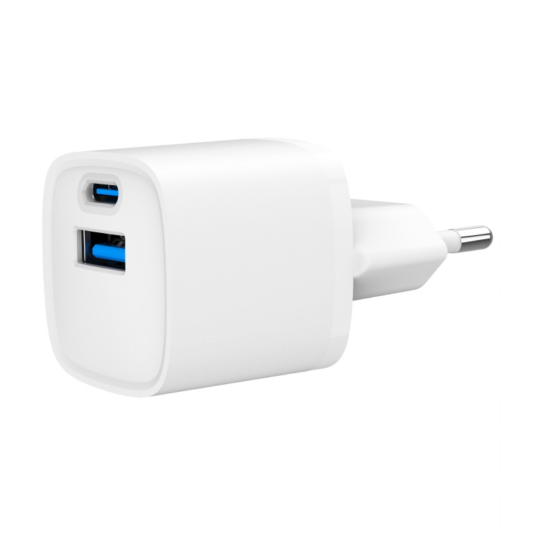 ALIMENTATOR retea 220V GEMBIRD, universal, 1 x USB Type-C D 20W, 1 x USB-A 3.0 QC 20W, alb, "TA-UC-PDQC20-W-01" (timbru verde 0.18 lei)